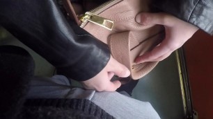 Horny Married Bulge Watcher Milf Touch my Cock at Subway&excl;