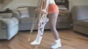LLC Leg Cast Hooters Girl Crutching