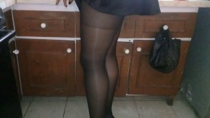 Pantyhose in the kitchen