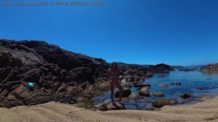 TRAVEL NUDE - Young russian nudist girl Sasha Bikeyeva on the wild coast ocean