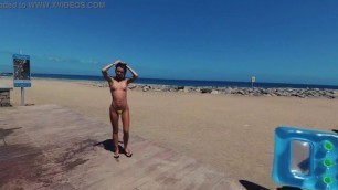 TRAVEL NUDE - Public beach shower with Russian Girl Sasha Bikeyeva Gran Canaria Maspalomas