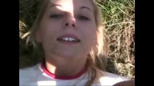 Young blonde teen outdoor POV