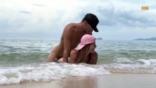 Hot & Risky Sex in the Sea Waves on the Beach - Hungry Fox