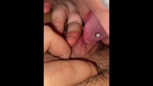 LICKING MY HORNY GIRLFRIENDS BIG CLIT ! FAST TONGUE ON VIRGIN PUSSY