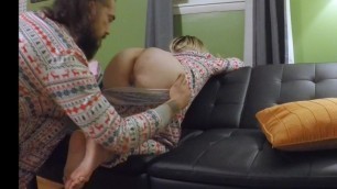 Romantic Sex with Christmas Pajamas on with Creampie ending